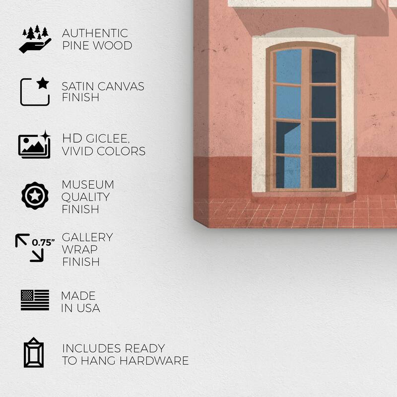Wynwood Studio Canvas Architecture and Buildings Windows in Peach Pink and Modern & Contemporary Wall Art Canvas Print
