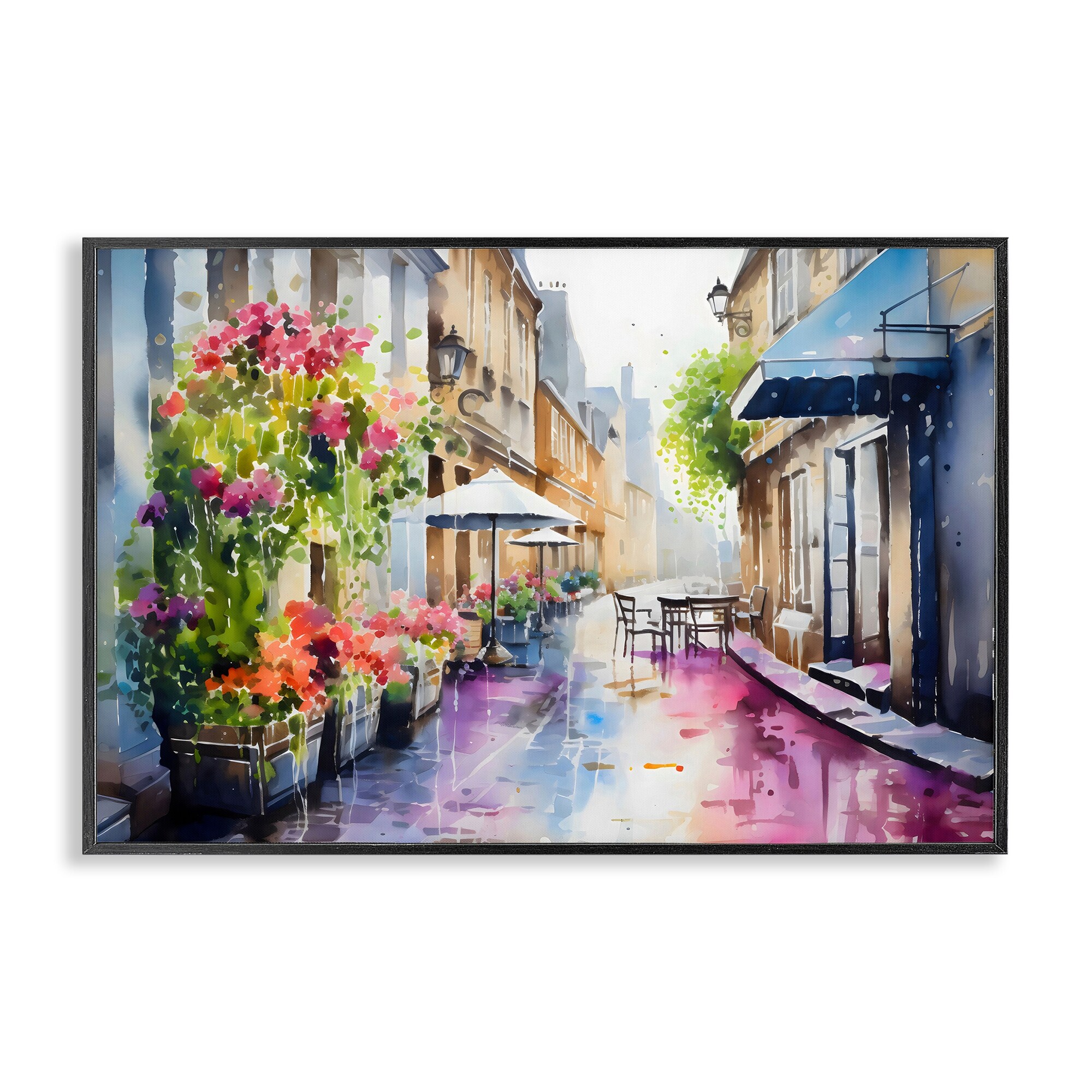 Stupell Summer Street Scene Framed Giclee Art Design By LSR Creative Studio