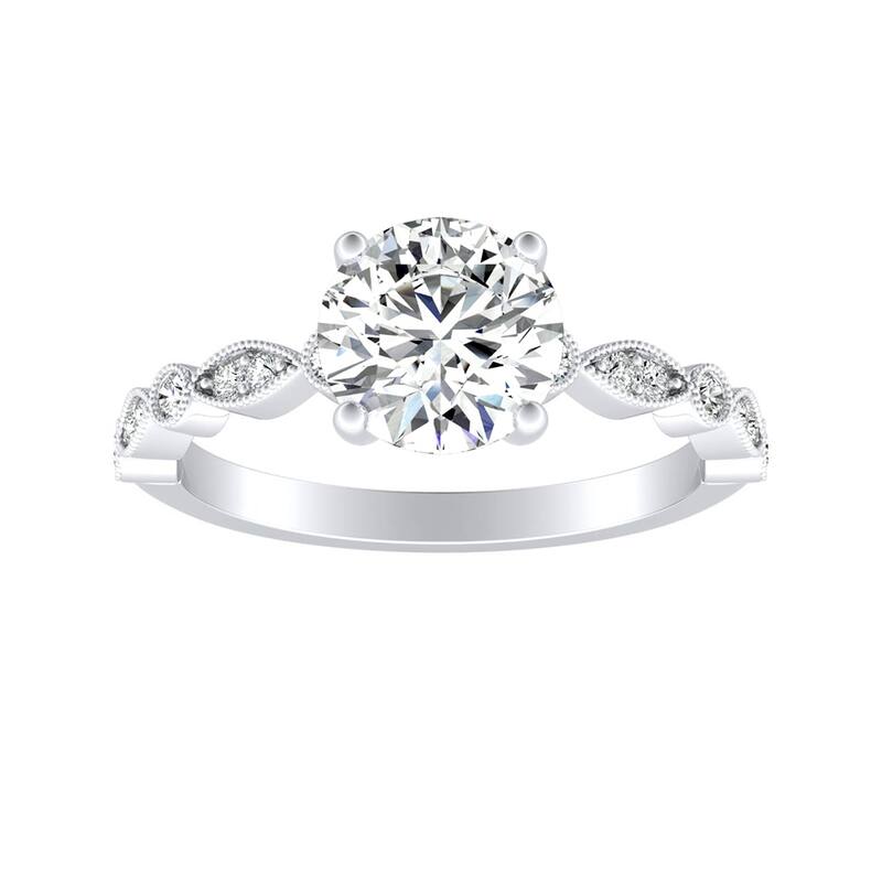 Auriya 14k Gold Vintage 1 1/2ct Round Moissanite Engagement Ring - White - 7.5