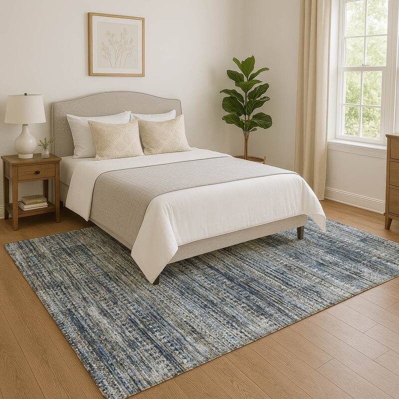 Premium Washable Super Soft Ombre Stripes Mayfield Rug - Denim - 2'6" x 3'10"