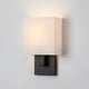 preview thumbnail 9 of 18, 12in H Dark Bronze Wall Sconce Light With Oatmeal Fabric Shade