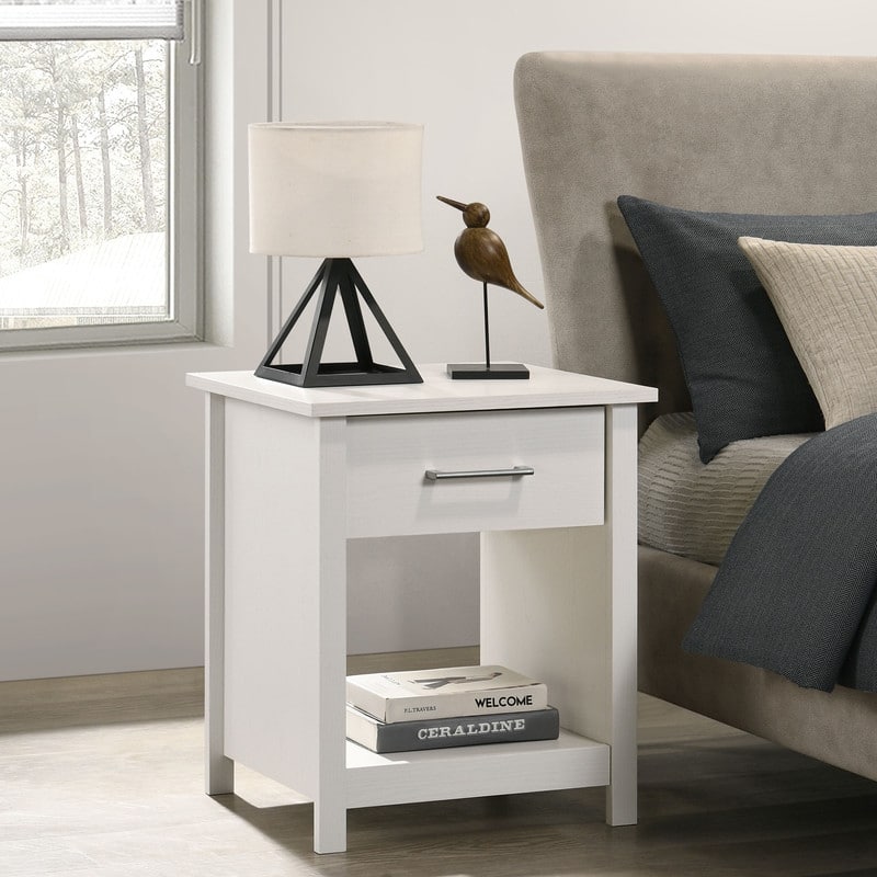 Celeste 20"W 1-Drawer Nightstand Bedside Table - White
