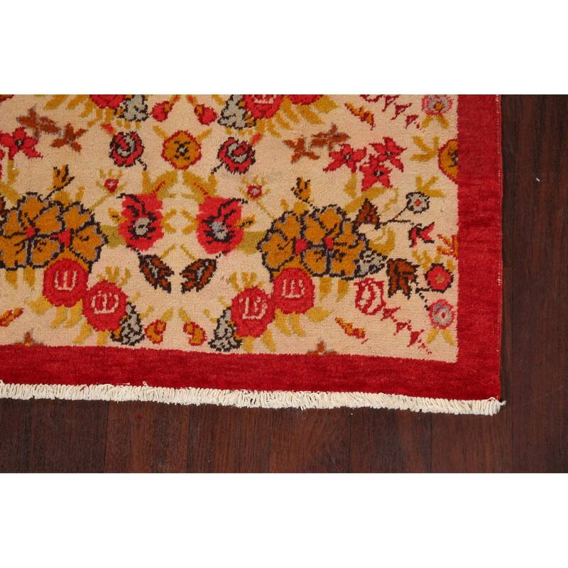 Antique Floral Kerman Persian Area Rug Hand-knotted Wool Carpet - 3'4" x 6'4"