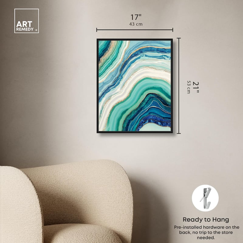 Blue Green Abstract Agate I Canvas by Art Remedy