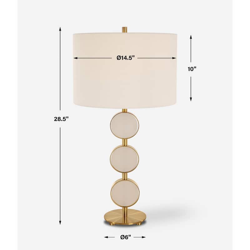 Suspended Alabaster Disk Table Lamp - 28.5"