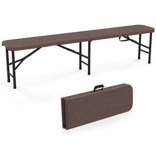 Gymax 6 ft Plastic Folding Bench Portable Fold-in-Half Seat w