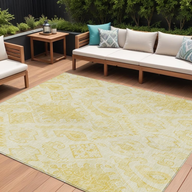 HomeRoots Moroccan Transitional Rectangle Outdoor Rug - 9' X 12'