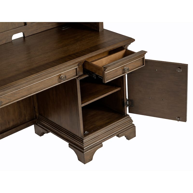 GDFStudio - Stigham Credenza Office Desk with 5 Drawers, Spacious Work Surface, Classic Rectangular Design