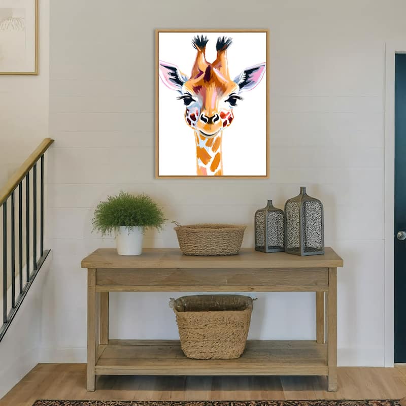 Giraffe by Ohkimiko Framed Canvas Wall Art