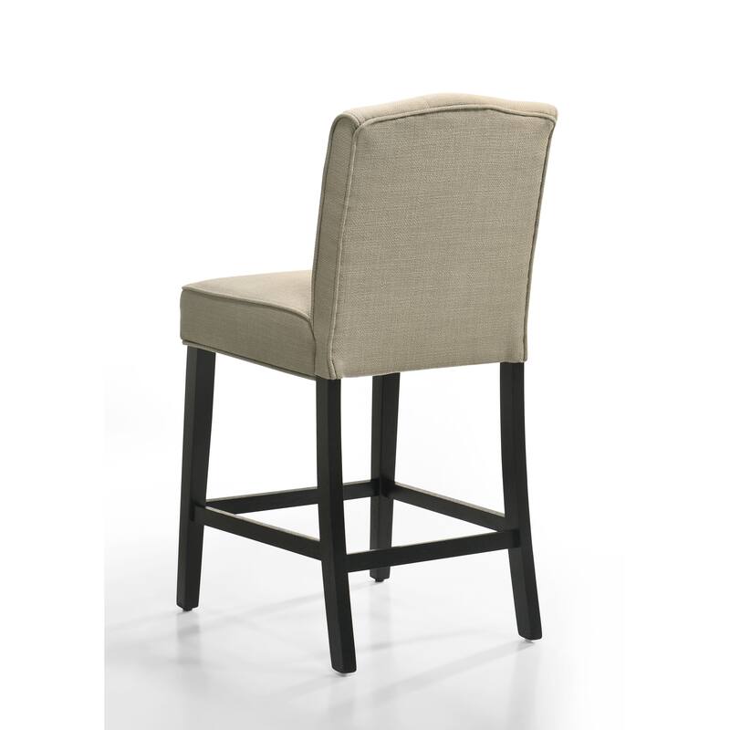 Set of 2 Beige Fabric Counter Height Chairs with Black Finish Legs