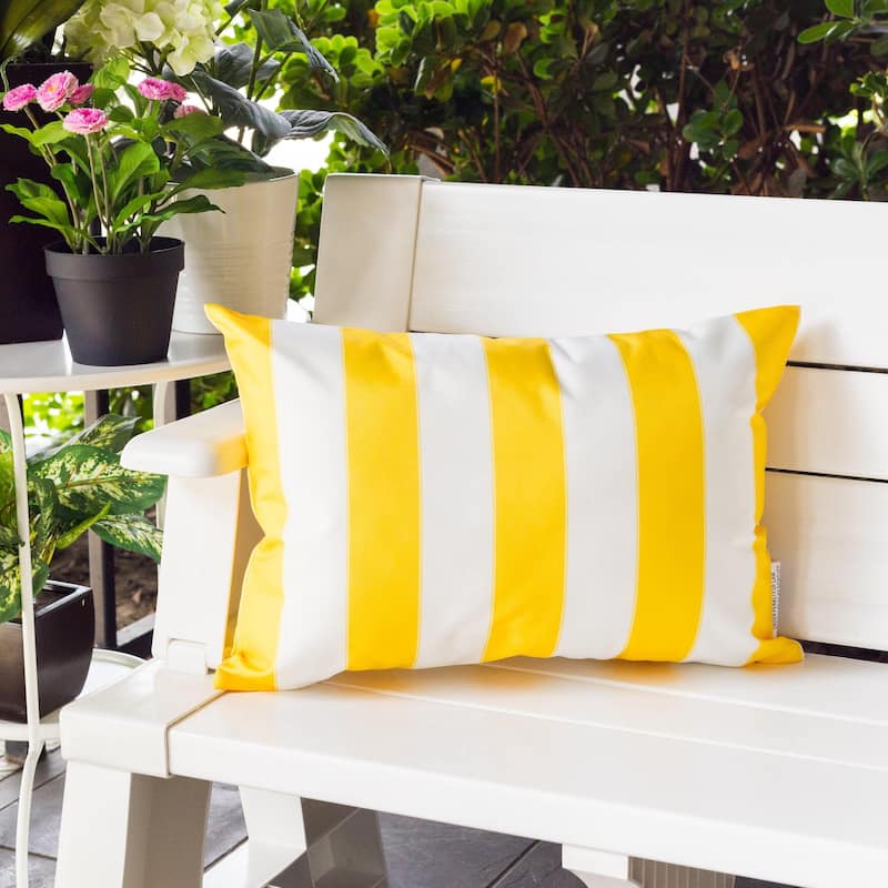 Striped Throw Pillow Indoor Outdoor Use Weather Resistant 14x20 Inches