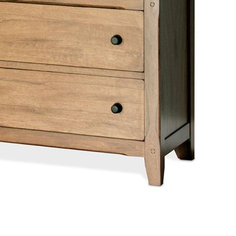 Marv 64 Inch Wide Dresser, 6 Drawers w Knobs, Golden Oak Brown Wood
