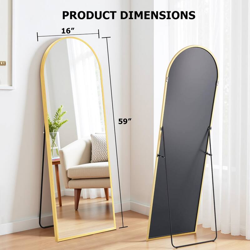Full Length Mirror with Stand, Floor Mirror with Aluminum Alloy Frame for Bedroom, Standing Full Body Mirror for Wall, Cloakroom