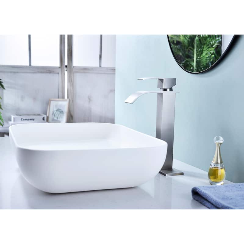 Modern Single Handle Sink Vanity Bathroom Faucet with Waterfall Spout, Anti Corrosion, Anti Rust, Easy Clean