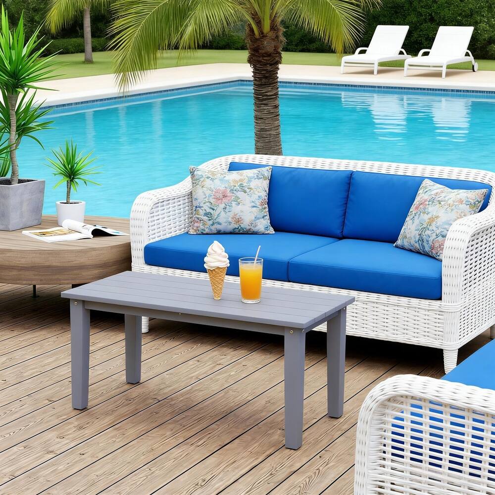 GDFStudio - Elias Modern Patio Rectangle Coffee Table for Relaxed Outdoor Living(Only table)