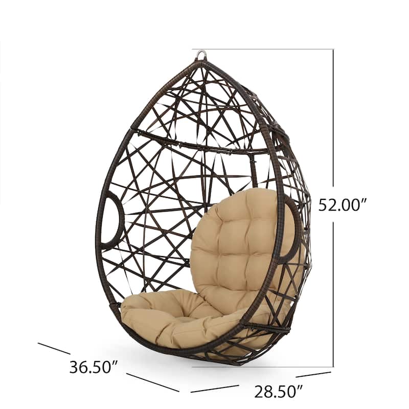 Cayuse Outdoor Wicker Hanging Tear Drop Chair by Christopher Knight Home