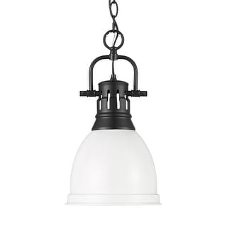 Yep by Golden Lighting Duncan 1-light 9in Chain Hung Pendant in Matte Black and Matte White shade