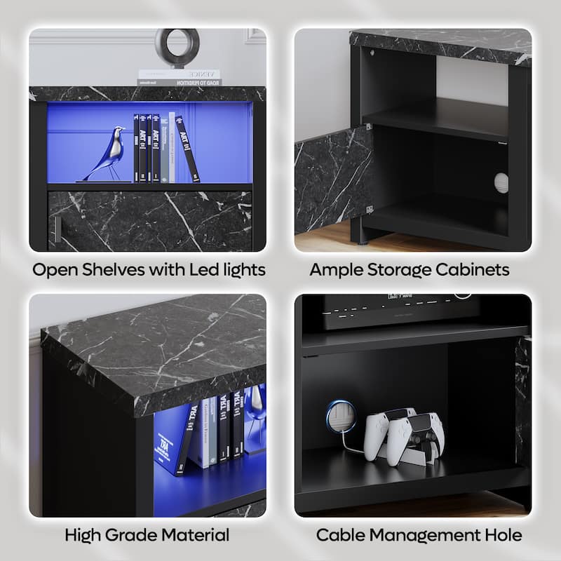 70" Fireplace TV Stand with LED lights Entertainment Center - 71 inch