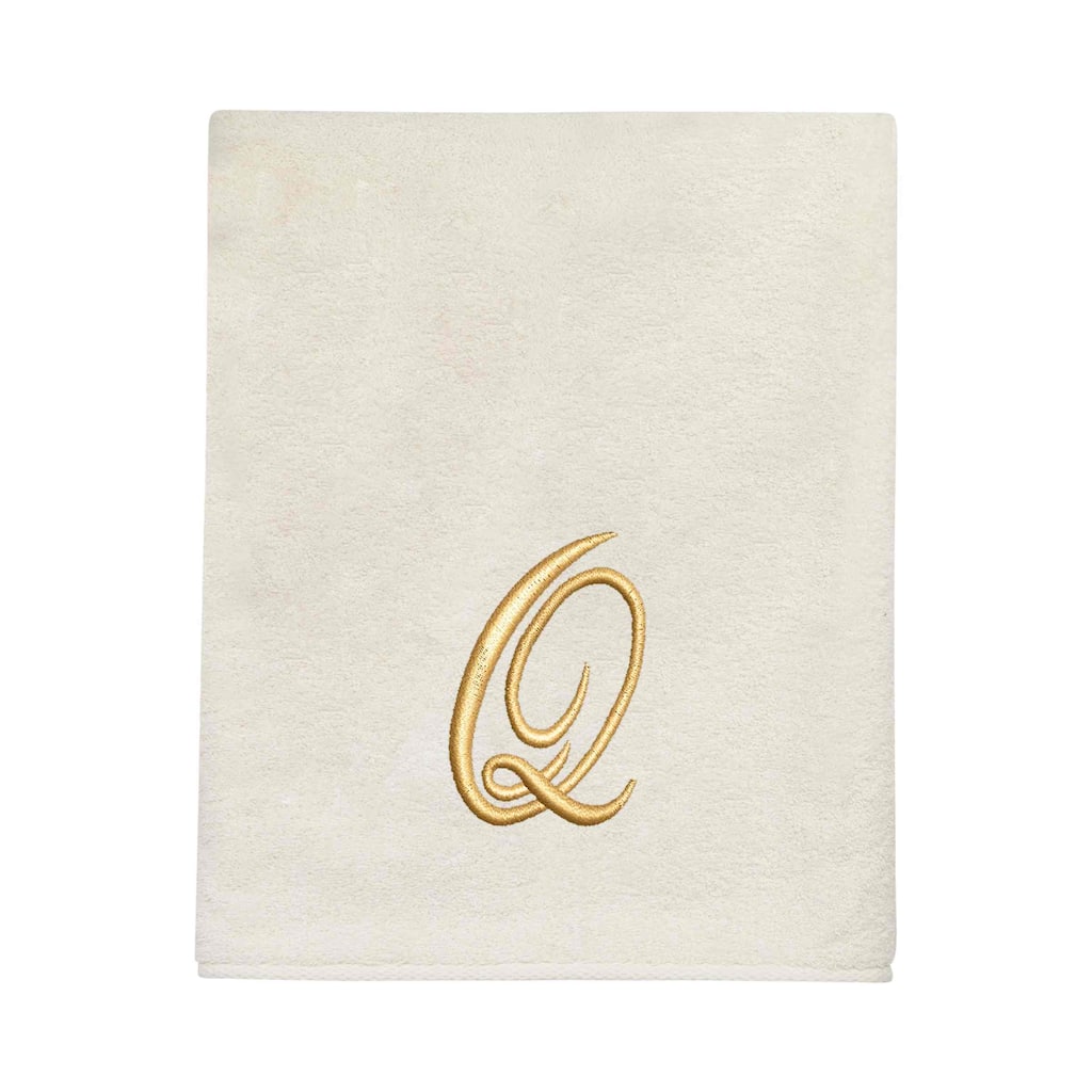 Avanti Ivory with Gold Script Monogram Bath Towel Letter Q - Bath Towel