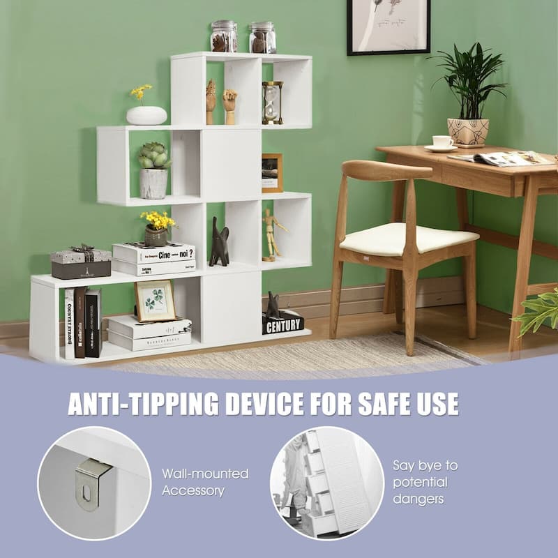 5-Tier Bookshelf Corner Ladder Bookcase with Storage Rack - 47" x 8" x 43" (L x W x H)