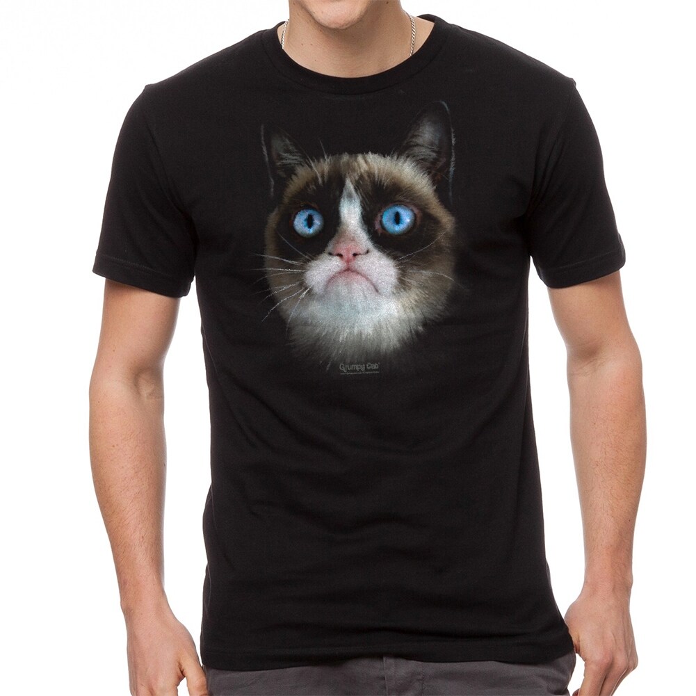 Shop Grumpy Cat Big Grumpy Face Men S Black Funny T Shirt