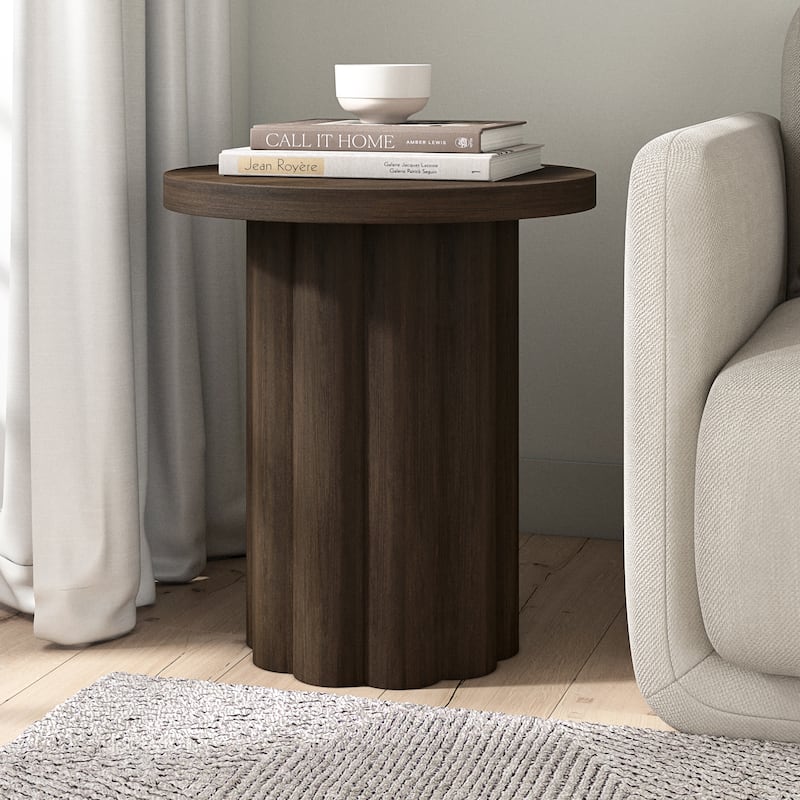 Olie 20" Wide Round Fluted Side Table - 20" Wide