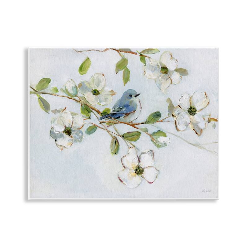 Stupell Bird Perched on Dogwood Wall Plaque Art Design By Sally Swatland - 14 x 11