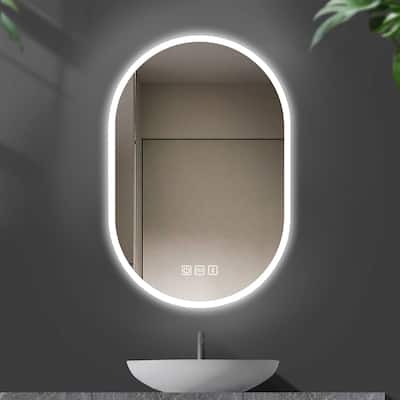 23.62 in. W x 35.43 in. H Rectangular Frameless Wall-Mounted Bathroom Vanity Mirror with Lights Anti Fog Touch Control - Silver