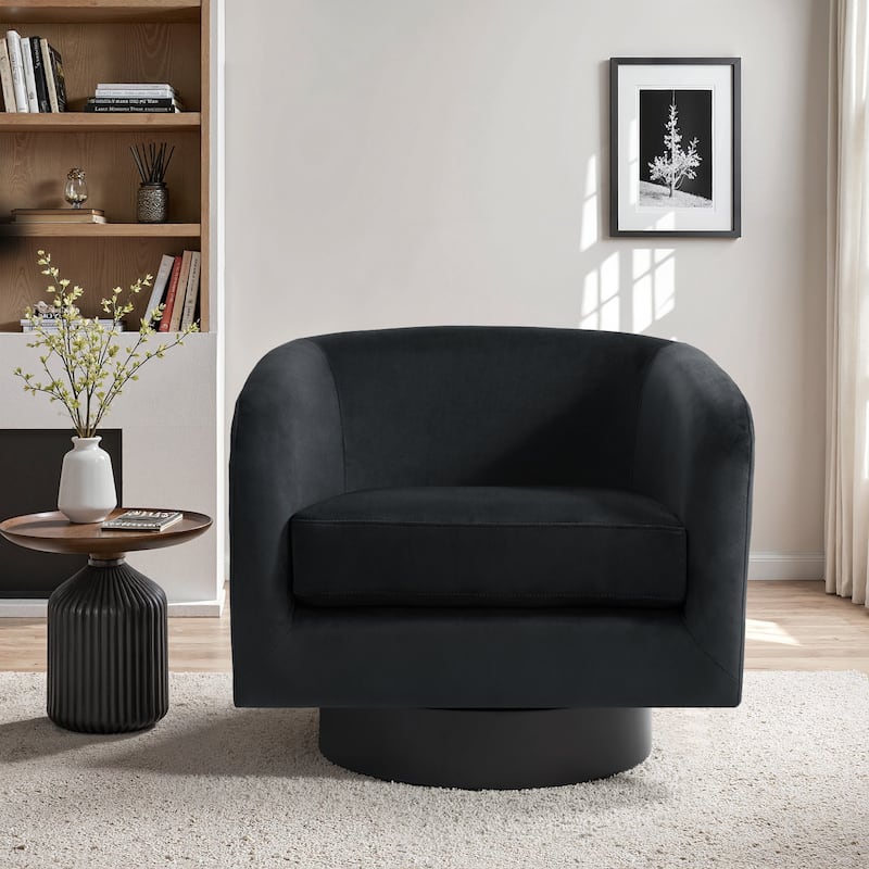UIXE 360° Swivel Barrel Accent Chair Velvet Armchair For Living Room