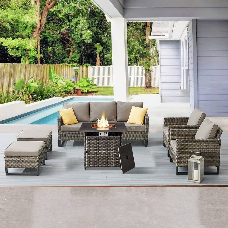 Gymojoy Outdoor Fire Pit Conversation Set, Patio Furniture with Cushions