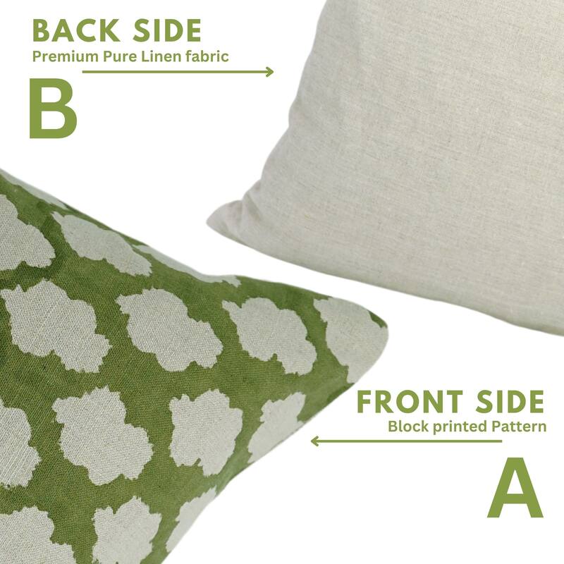Linen Farmhouse Block print pillow Cover - Badal