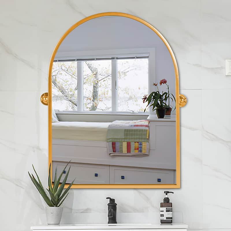 Arched Vintage Pivoting Wall Mirror 36"H×24"W