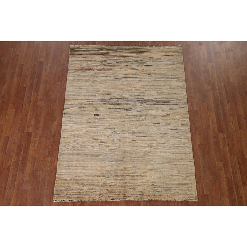 All-Over Gabbeh Kashkoli Oriental Area Rug Hand-knotted Wool Carpet - 4'11" x 6'7"
