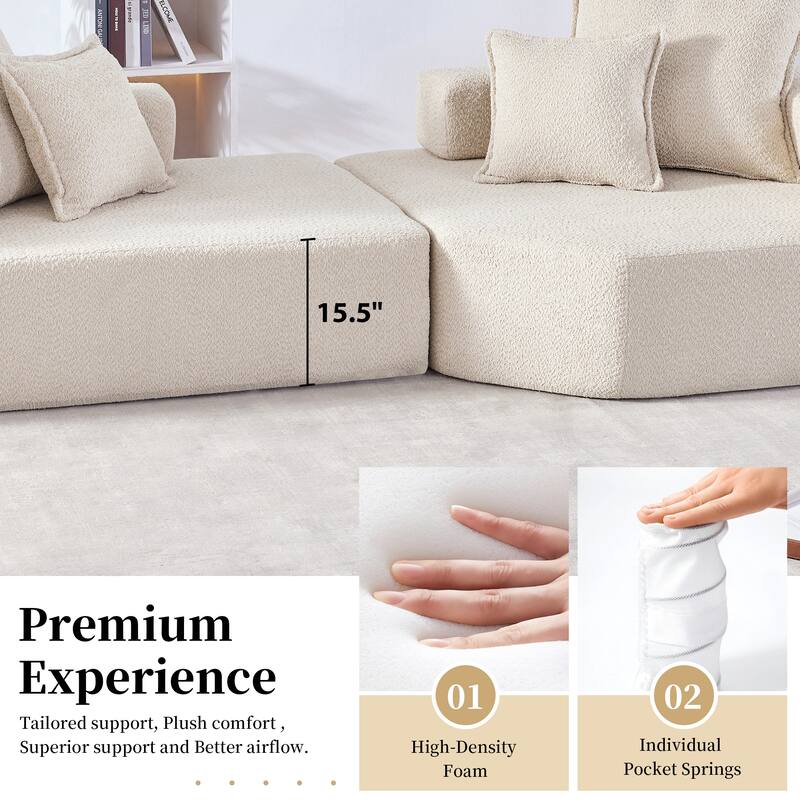 Oversized Modular Sofa,Luxury Boucle Floor Couch Set,Free Combination