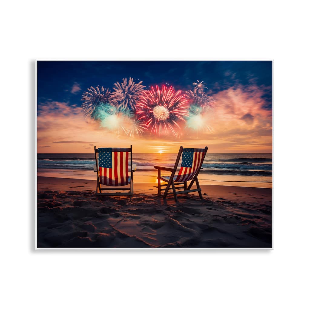 Stupell Summer Fireworks at Beach Wall Plaque Art Design By Arlington Prints