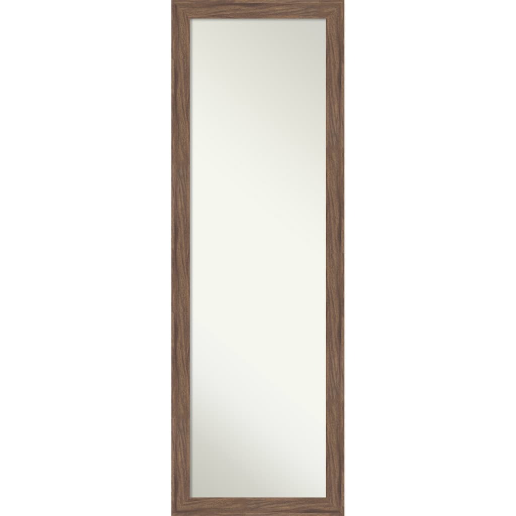 Pia Narrow Non-Beveled Framed Full-Length On the Door Mirror - Pia Medium Brown Narrow - 17 x 51 in
