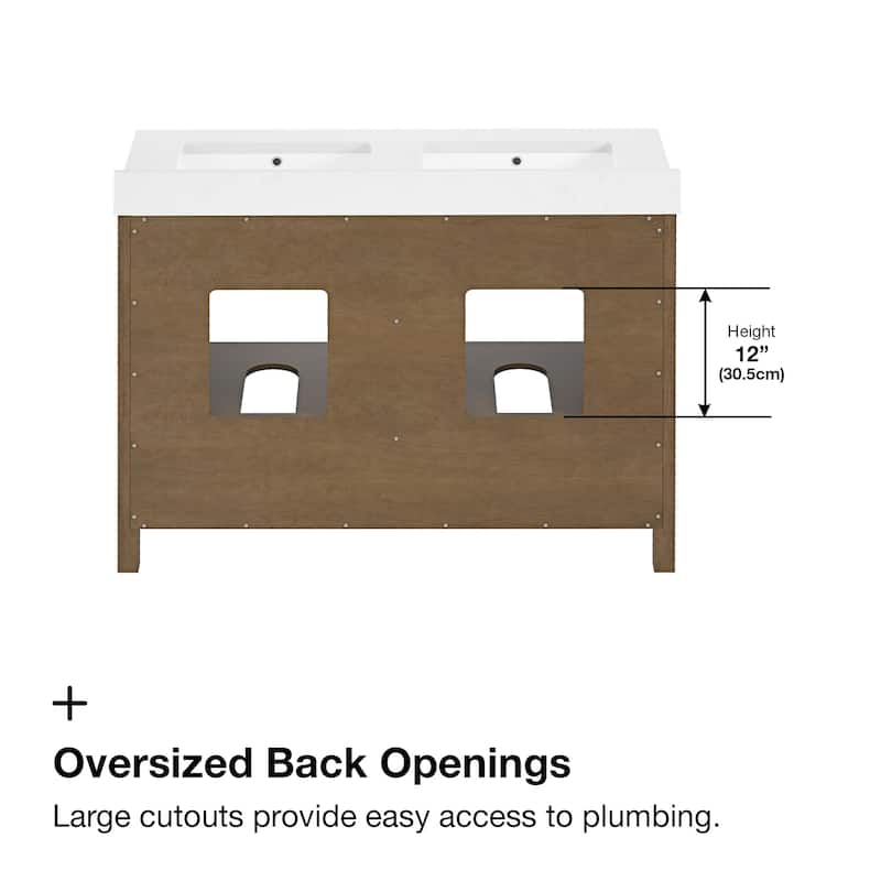 OVE Decors Tahoe 48 in. Double Sink Bathroom Vanity in Brushed Almond Latte