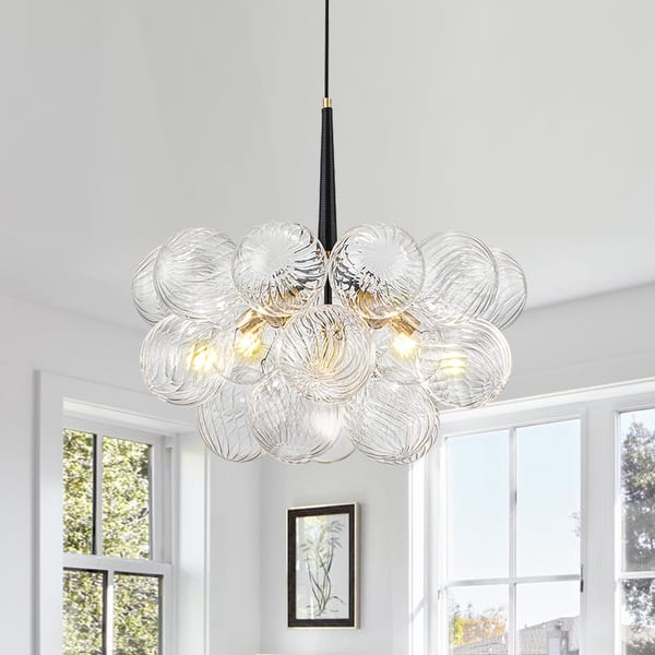 slide 2 of 13, 6-Light Swirled Glass Cluster Globe Chandelier - Dimmable