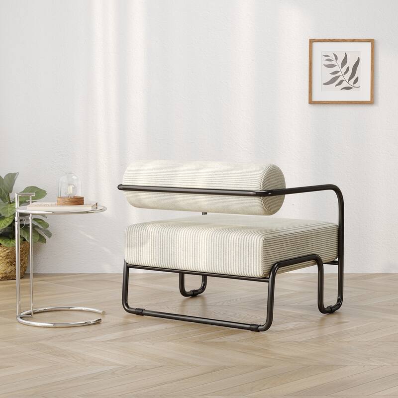 Living Room Corduroy Upholstered Accent Chair with Iron Frame