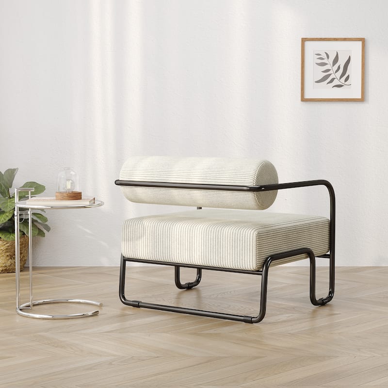 Living Room Iron Accent Chair,Corduroy Upholstered Arm Chair