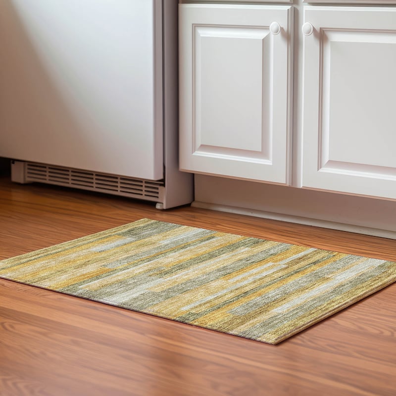 Premium Washable Super Soft Mosaic Stripe Mayfield Rug - Honey - 1'8" x 2'6"
