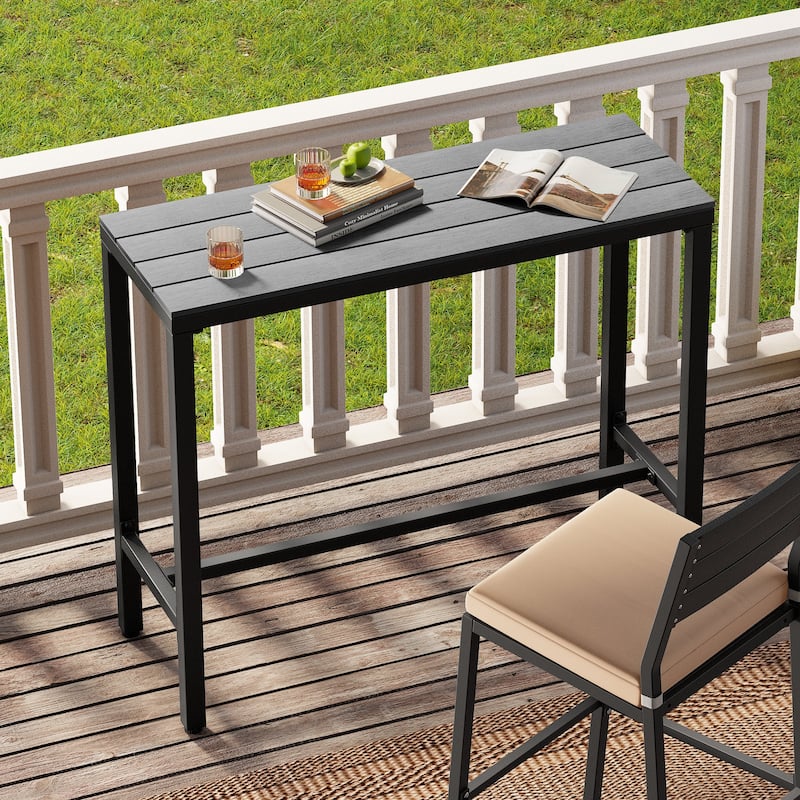 Crestlive Products Patio Outdoor Bar Table Rectangle Pub Table