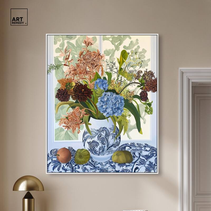 Blue Vase Bounty Canvas by Art Remedy