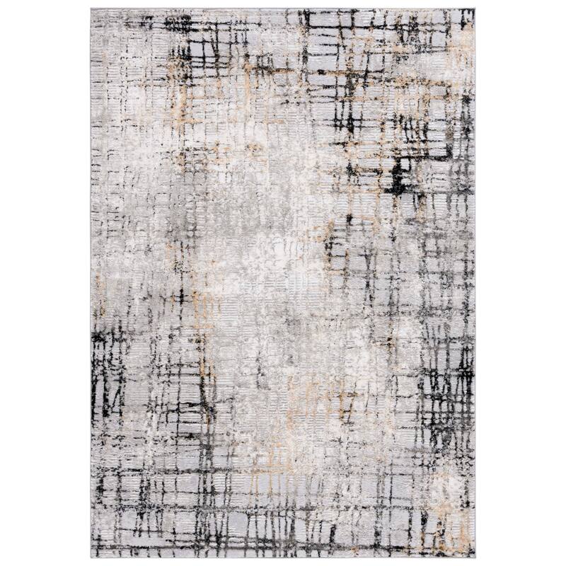 SAFAVIEH Meadow Timmy Modern Abstract Rug - 6'7" Square - Light Grey/Black
