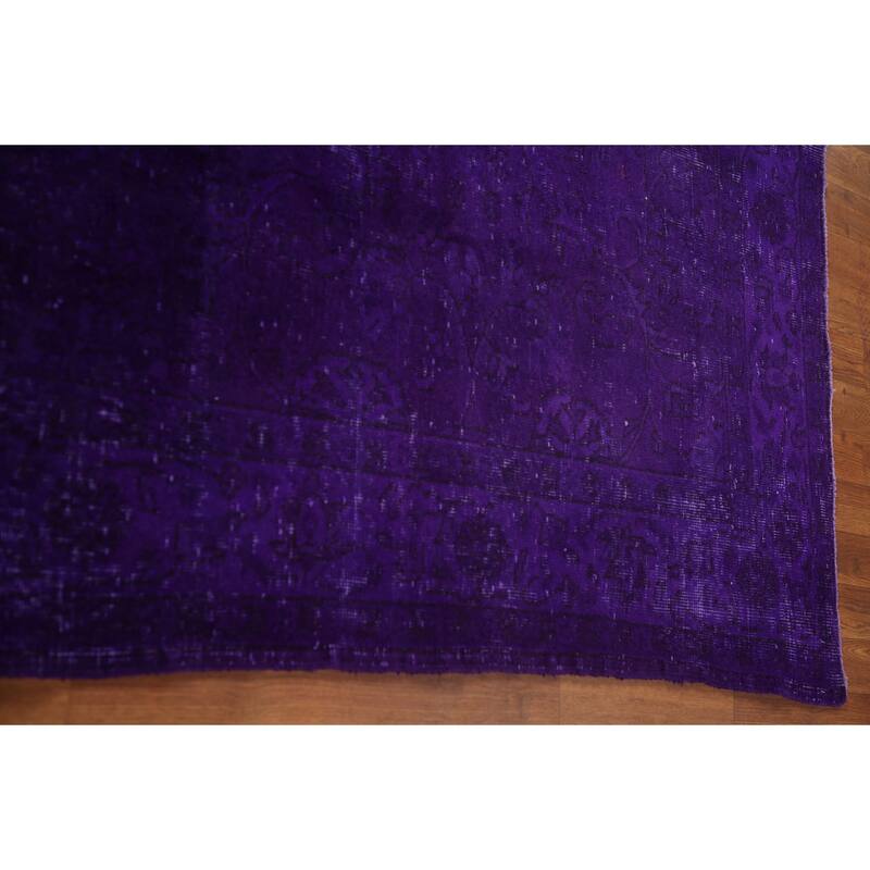 Purple Over-Dyed Anatolian Turkish Vintage Rug Handmade Wool Carpet - 6'10"x 10'7"