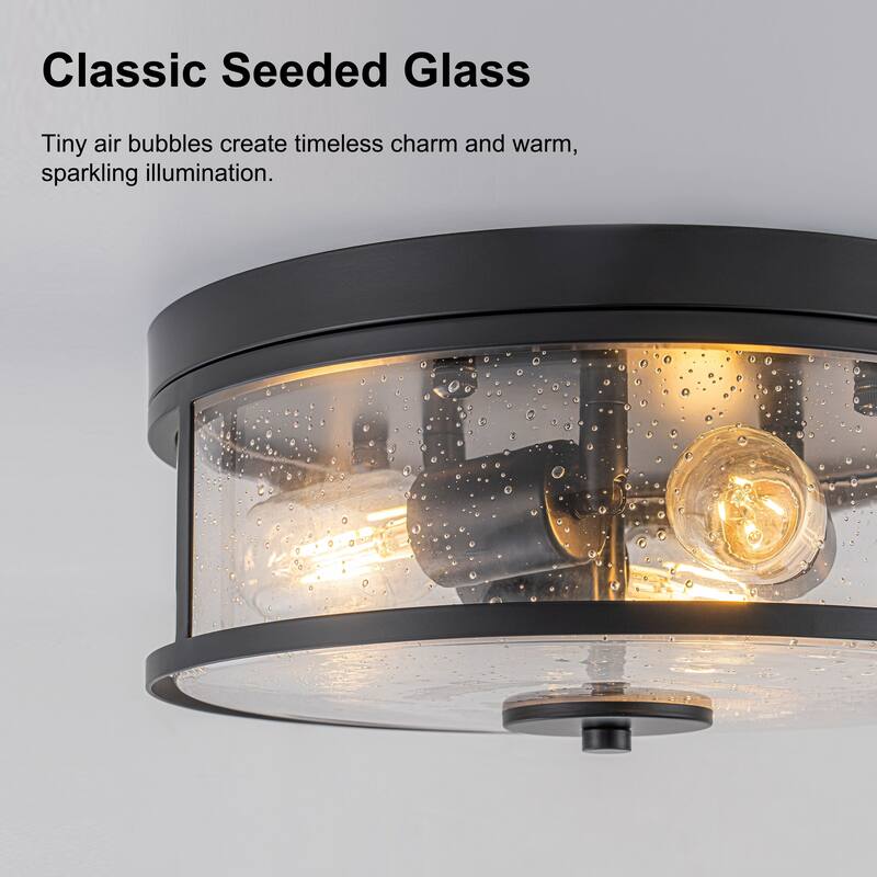 Starsky 3-Light Modern Clear Hammered Glass / Seeded Glass Flush Mount