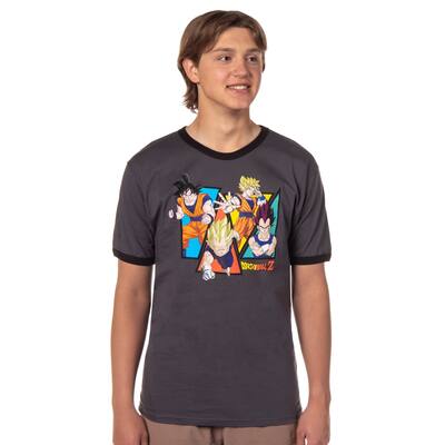 Dragon Ball Z Men's Character Triangle Design Adult Anime Ringer T-Shirt