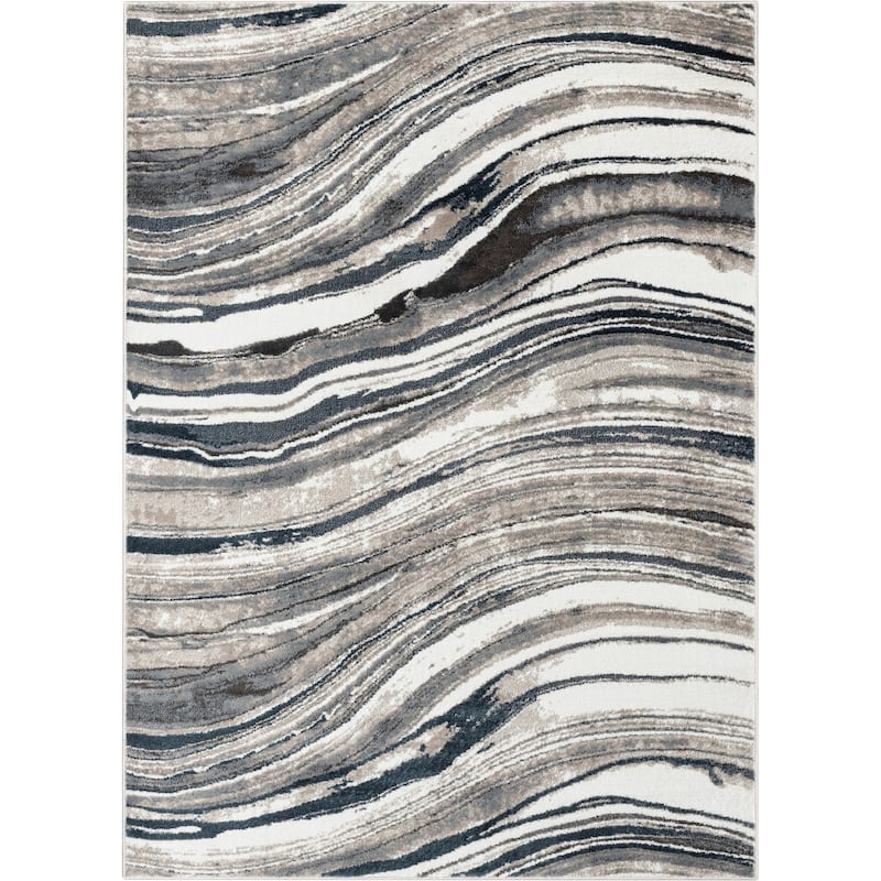 Well Woven Verity Davina Abstract Modern Area Rug - 3' 11" x 5' 3" - Grey - Runner/Rectangle