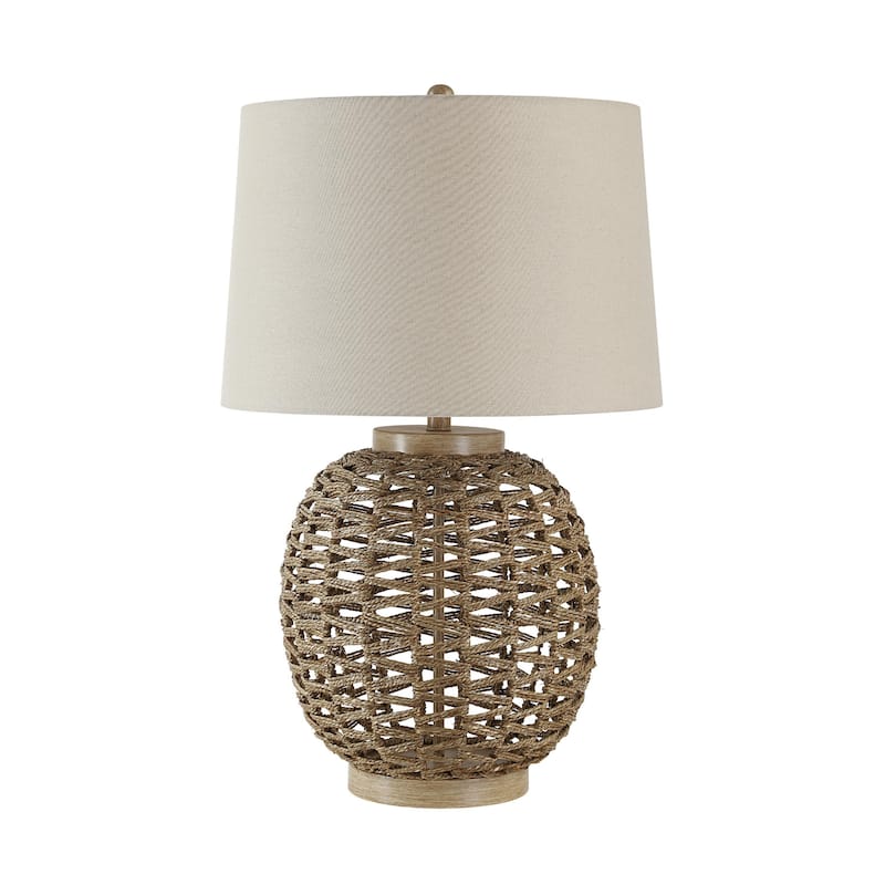 Coastal Style Woven Rope Table Lamp with Tapered Drum Shade - 29"