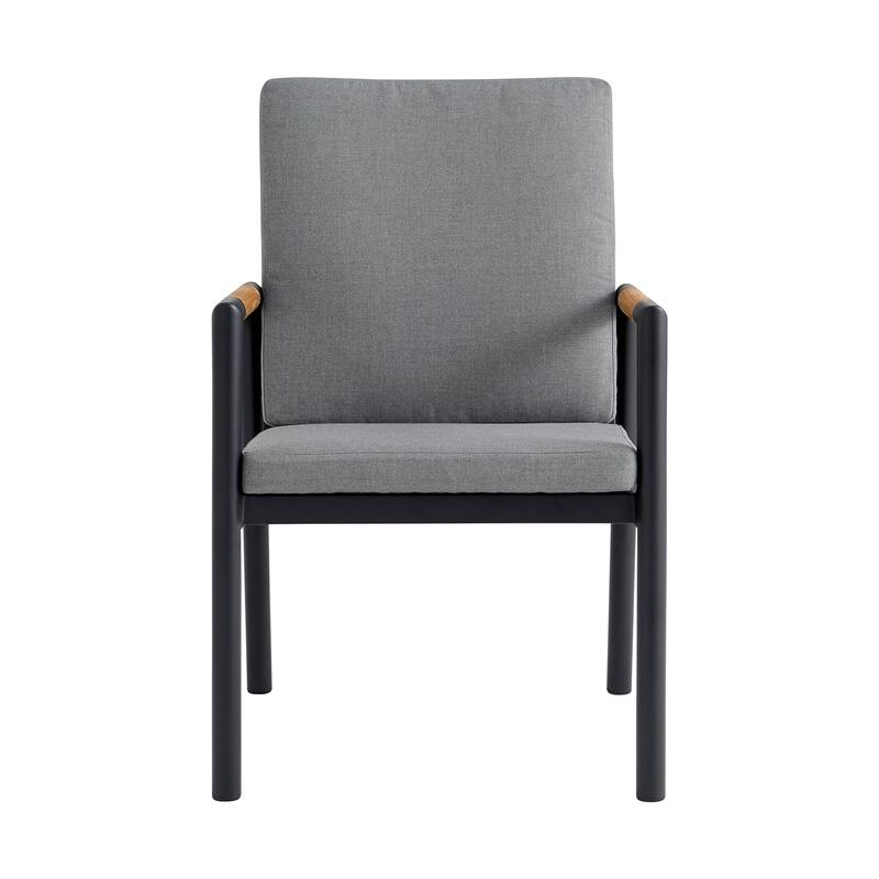 Royal Aluminum and Solid Teak Wood Outdoor Patio Dining Chairs - Set of 2